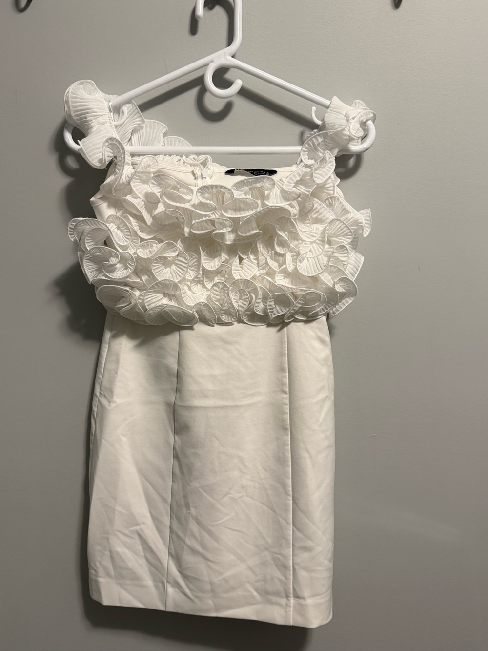 Zara White Ruffle Bodice Mini Dress